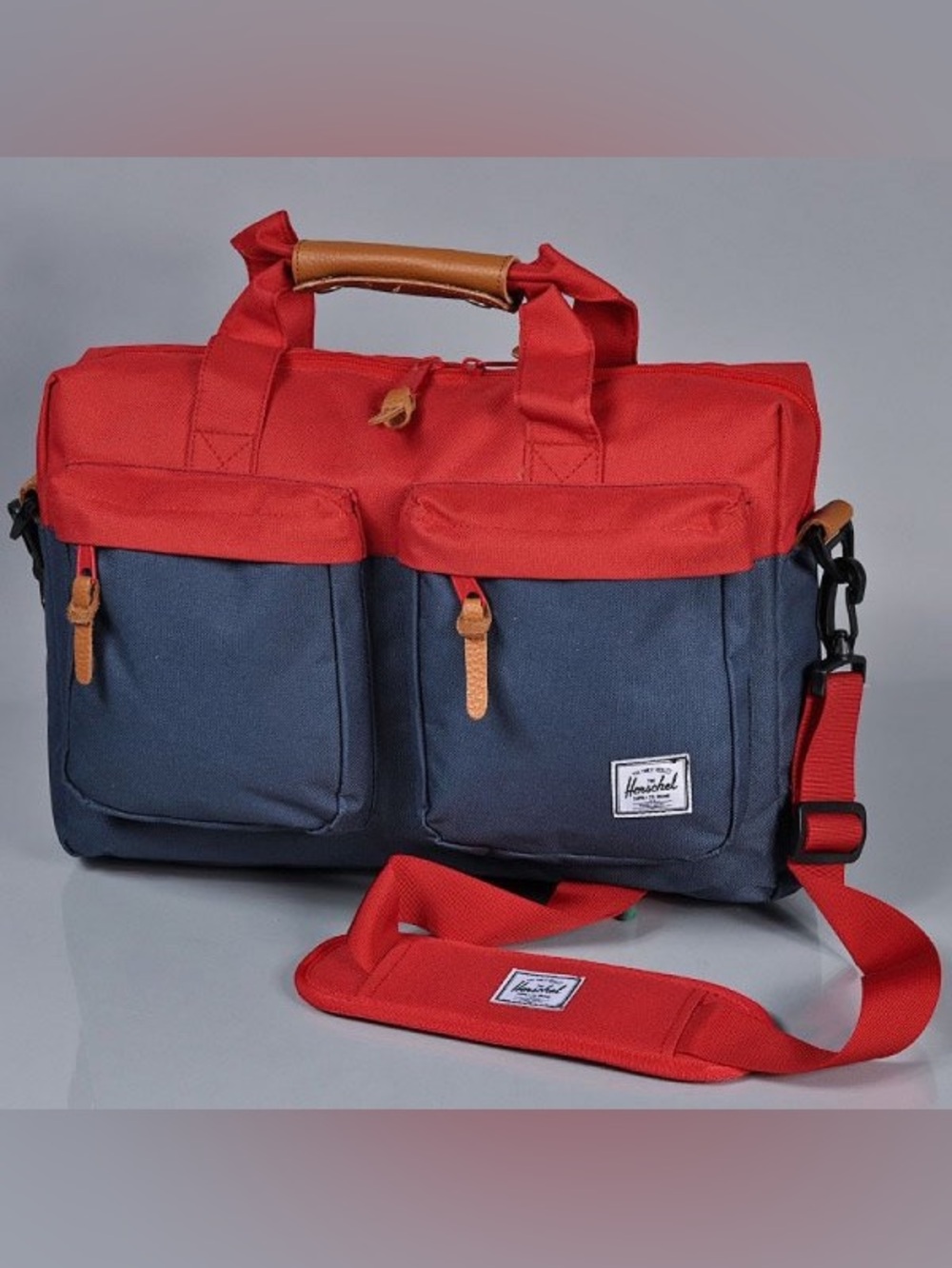 Herschel Supply Co Novel Red Navy Colorblock Duffle Weekender Bag OS